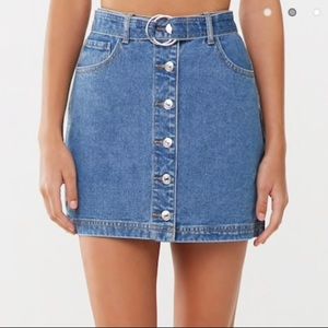 Button-Front Denim Skirt